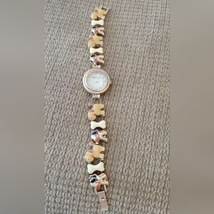 Two-Tone Woman's Cute Dog theme Bracelet Watch